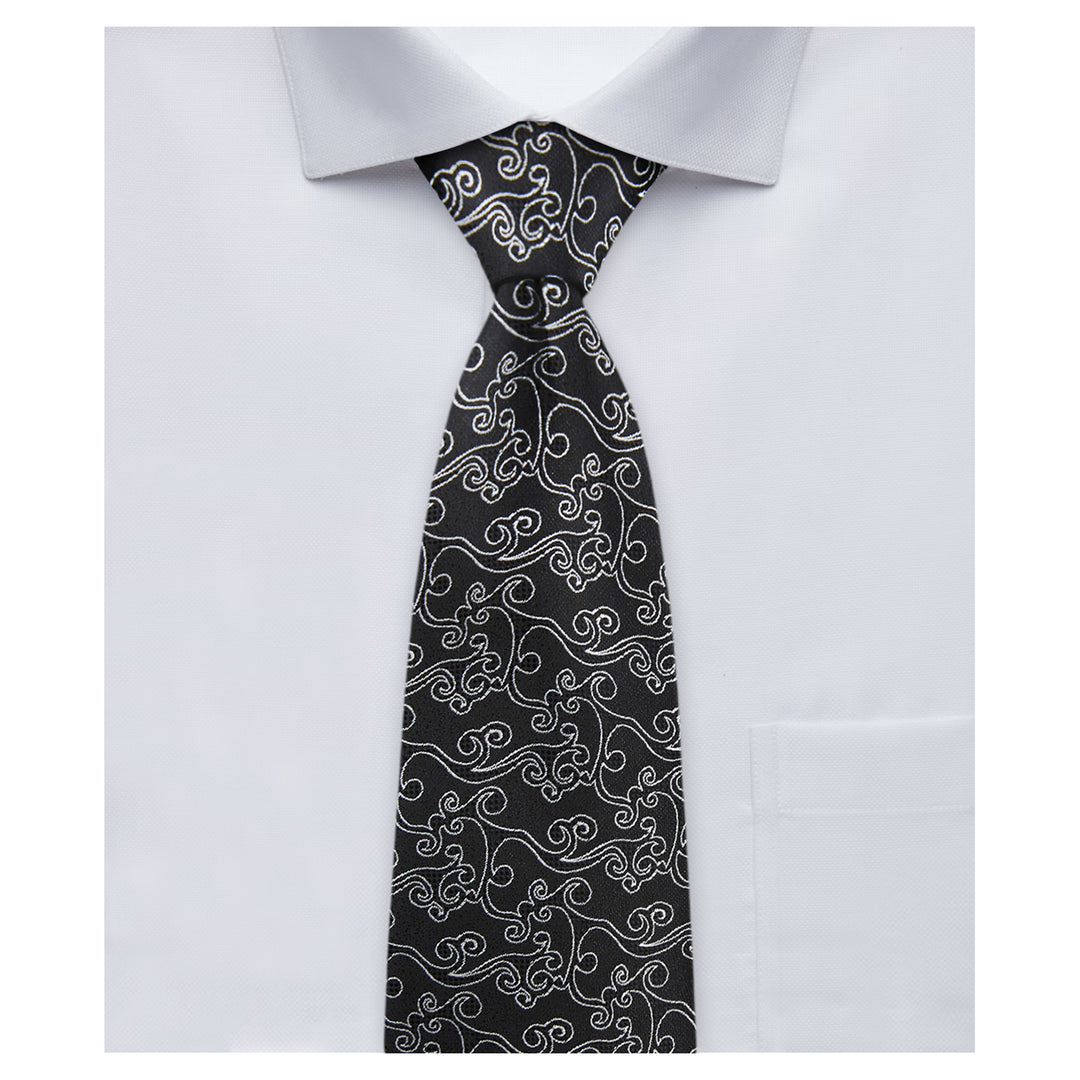 Wedding Bold Vine Tie - Black