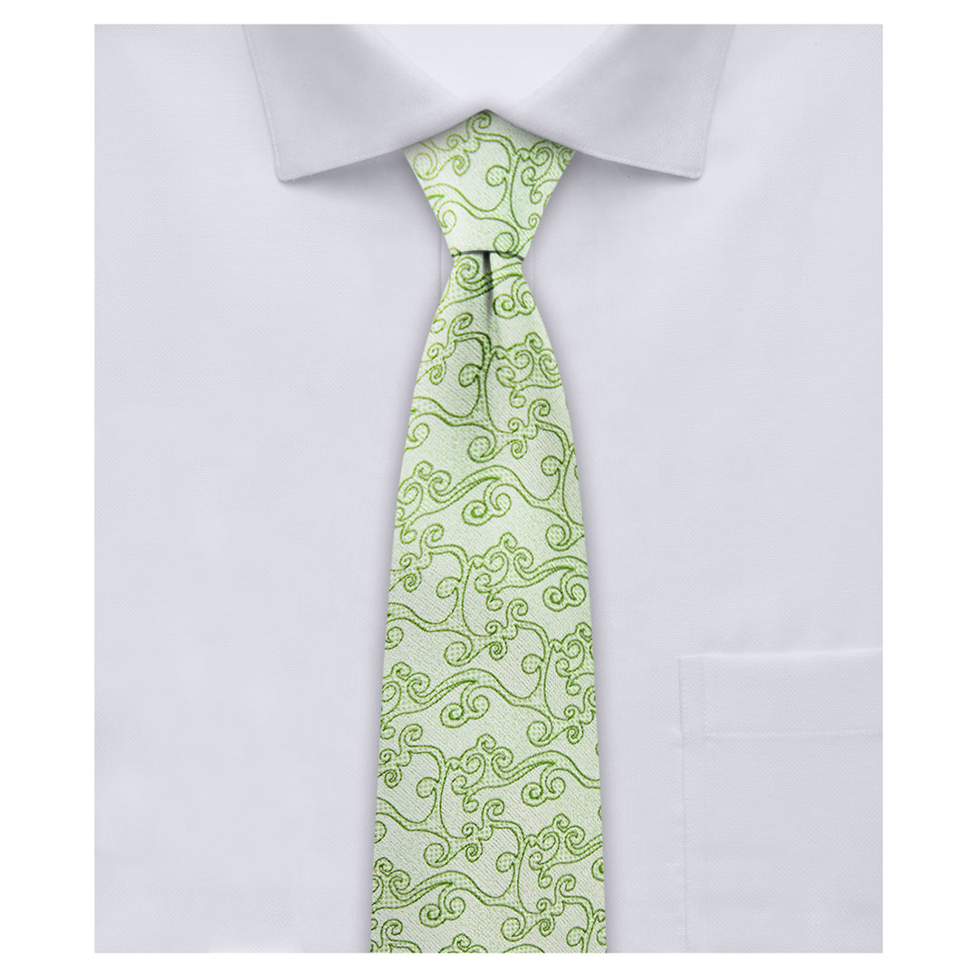 Bold Vine Slim Tie - Green