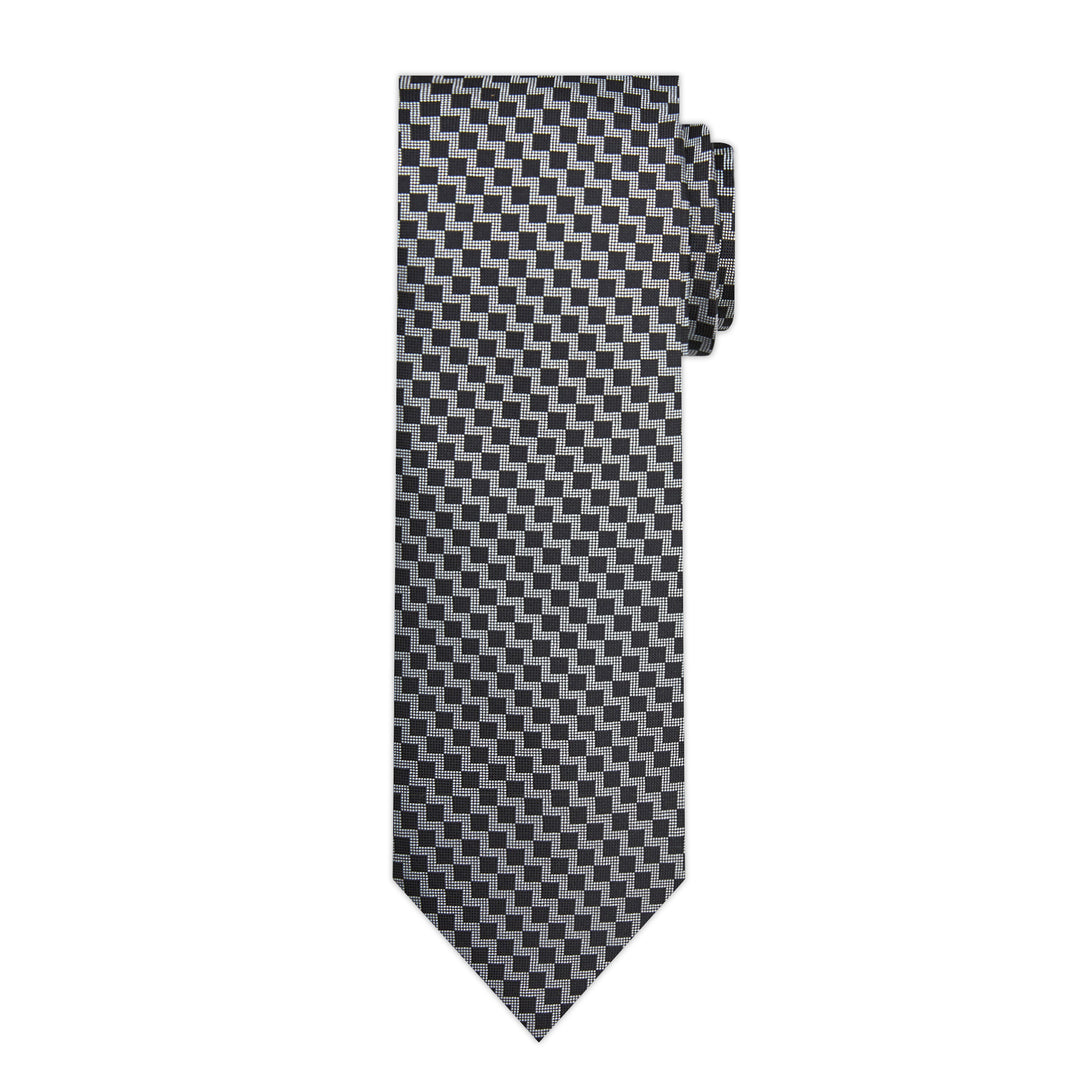 Zig Zag Tie - Black White