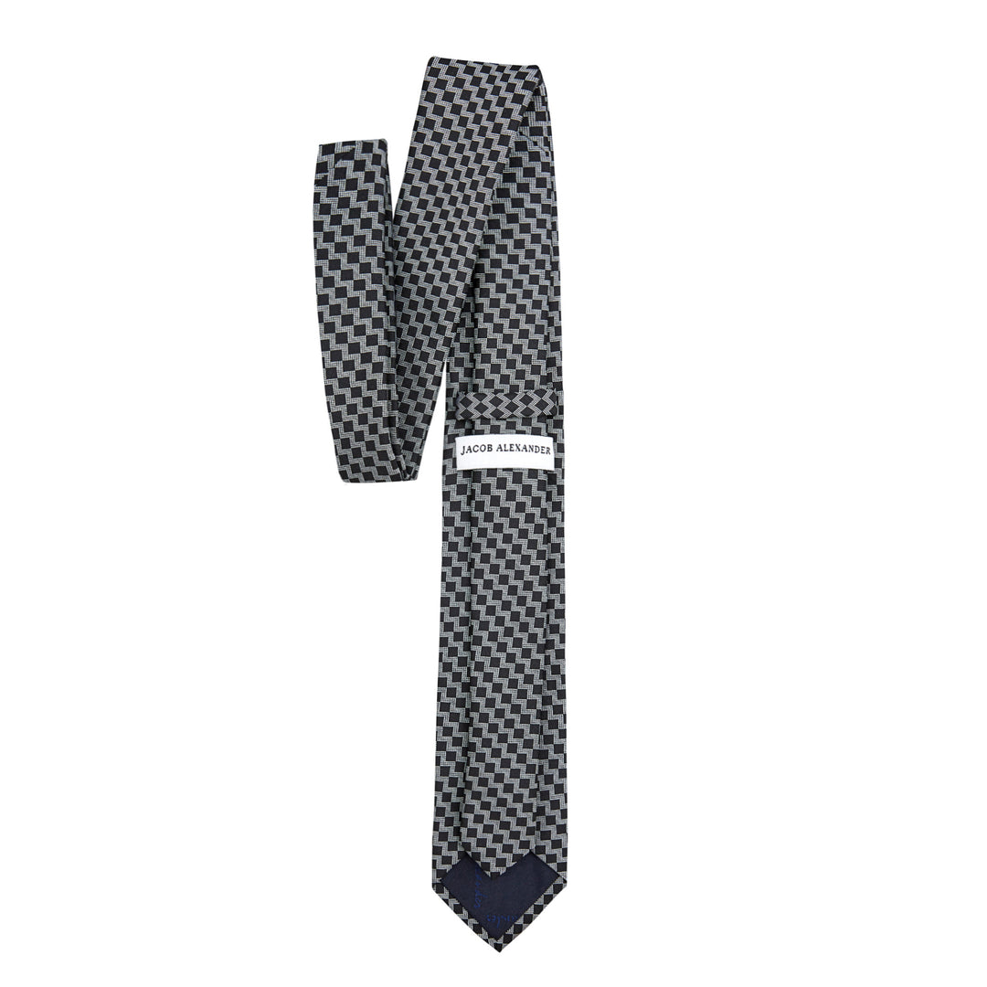 Zig Zag Slim Tie - Black White