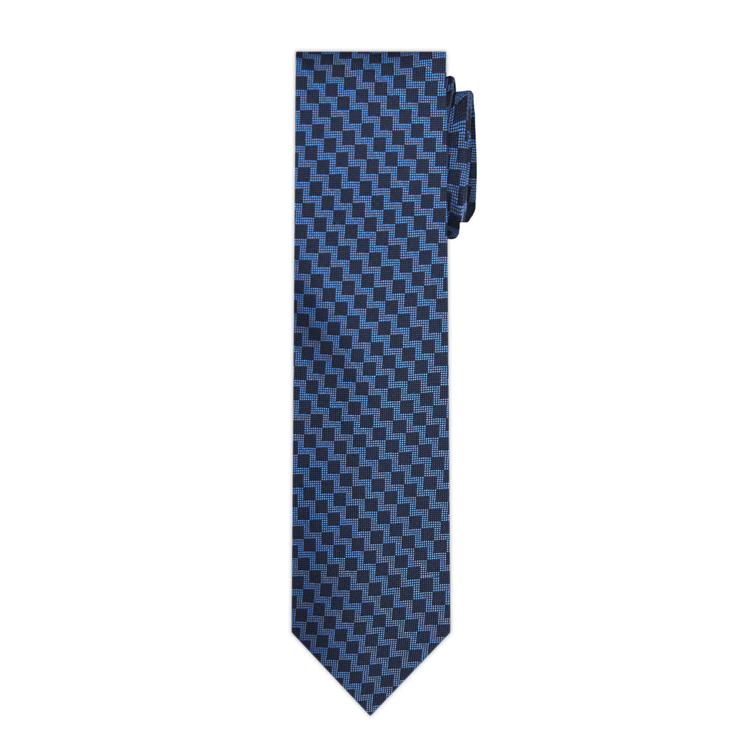 Zig Zag Slim Tie - Blue