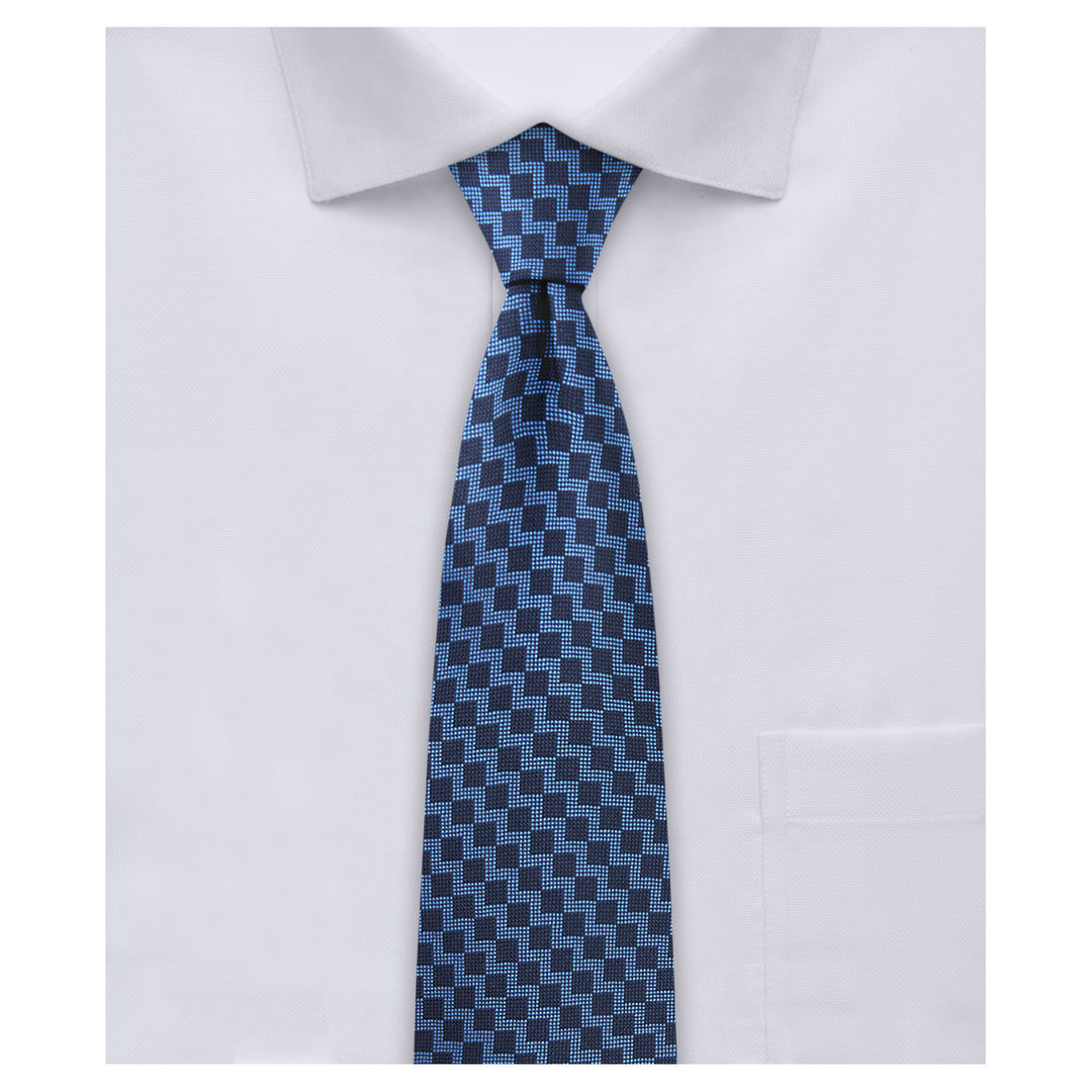 Zig Zag Slim Tie - Blue