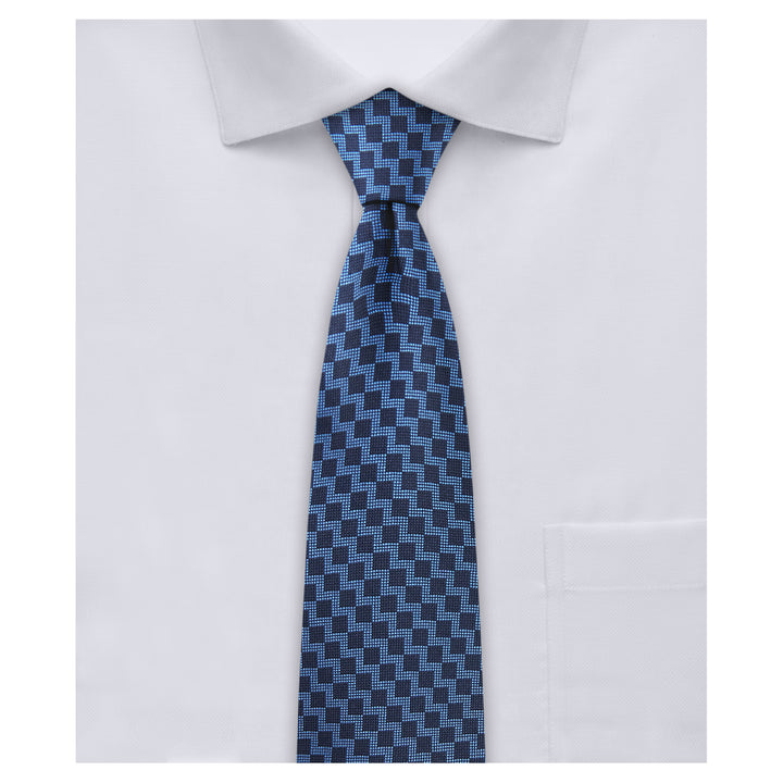 Zig Zag Slim Tie - Blue
