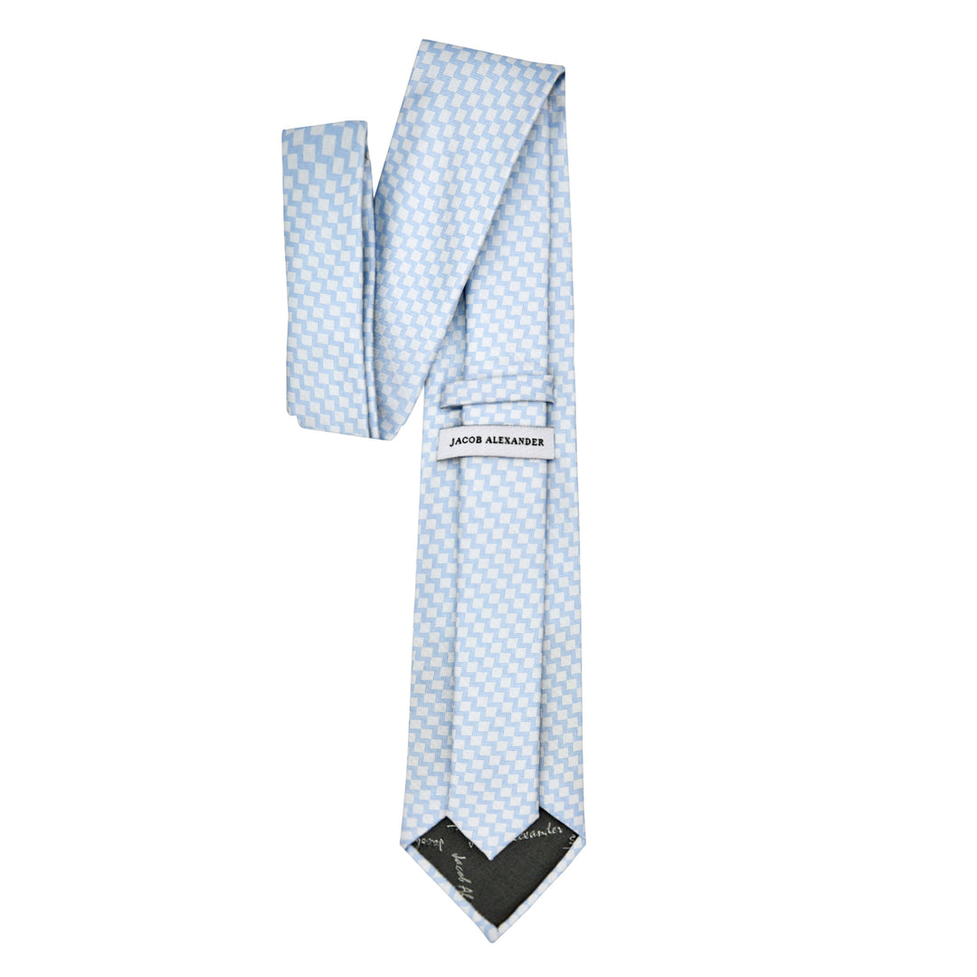 Zig Zag Tie - White Light Blue