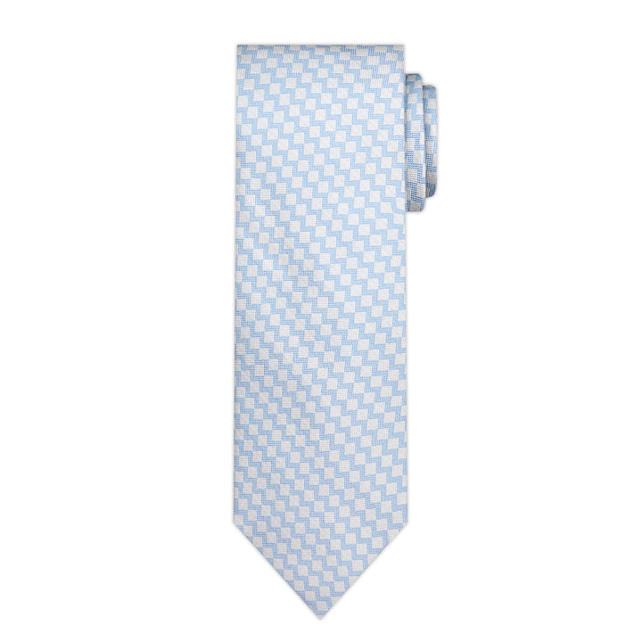 Zig Zag Tie - White Light Blue