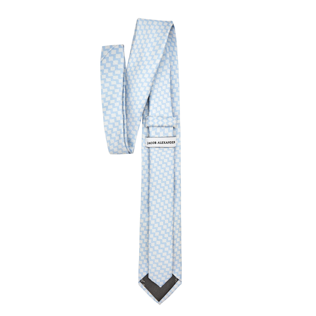 Zig Zag Slim Tie - White Light Blue