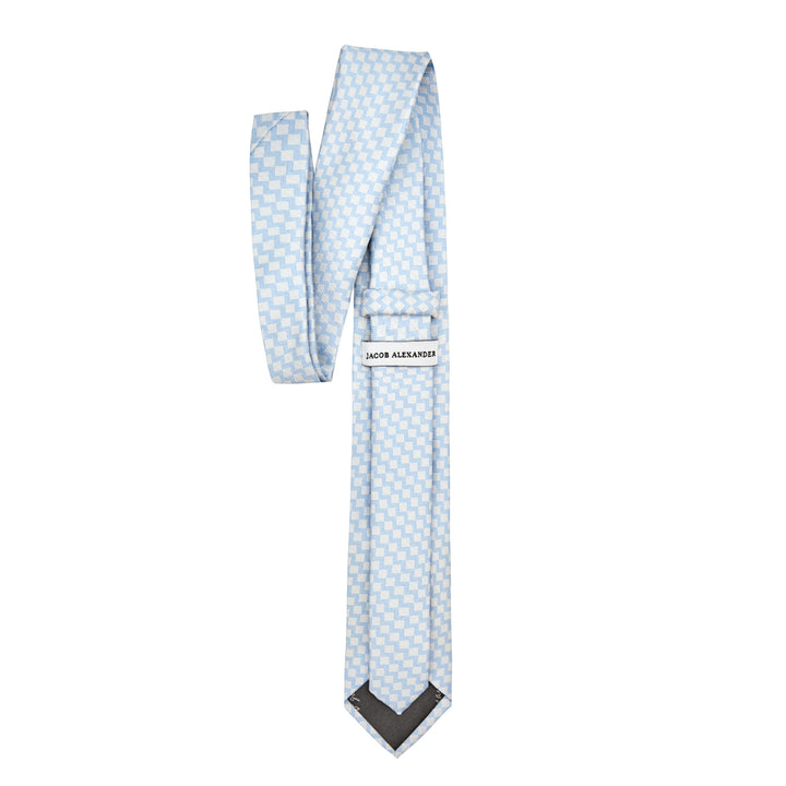 Zig Zag Slim Tie - White Light Blue