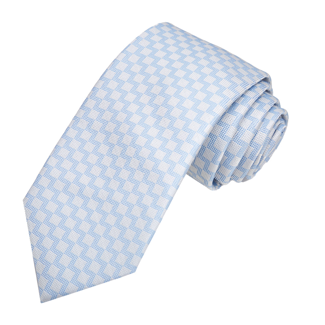 Zig Zag Slim Tie - White Light Blue
