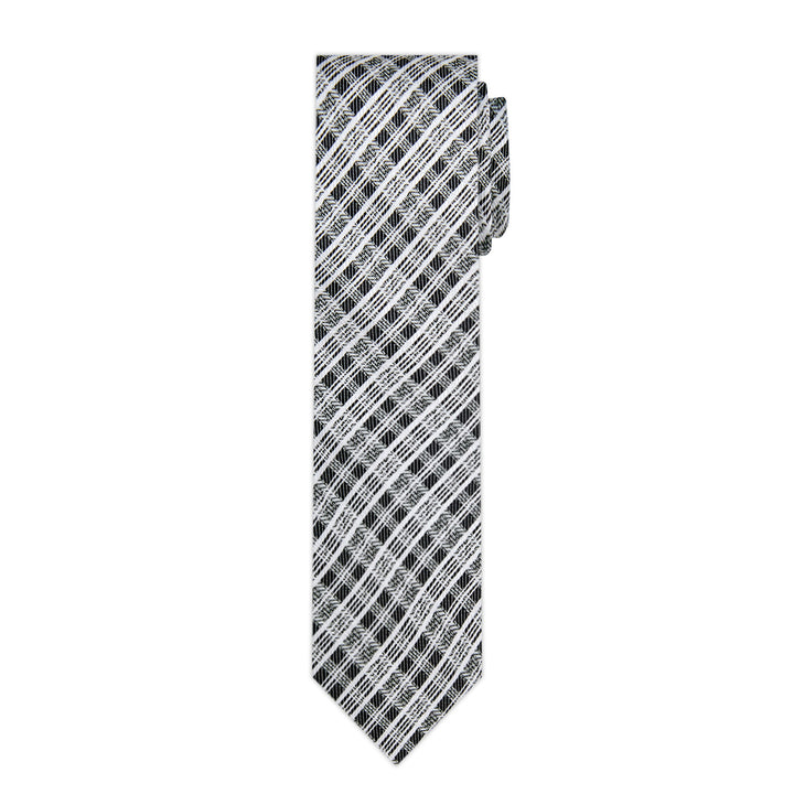 Plaid Slim Tie - Black