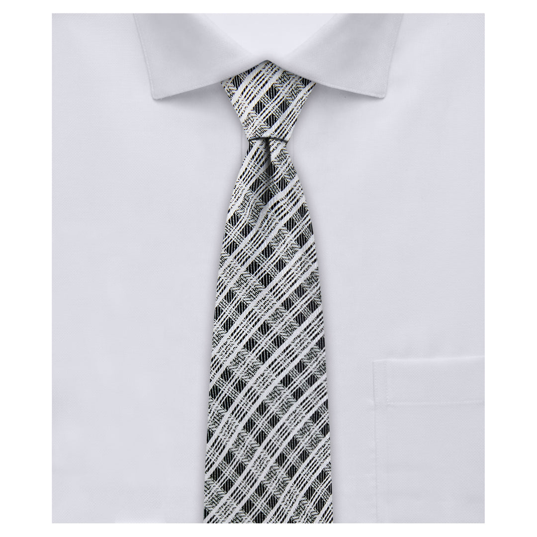 Plaid Slim Tie - Black