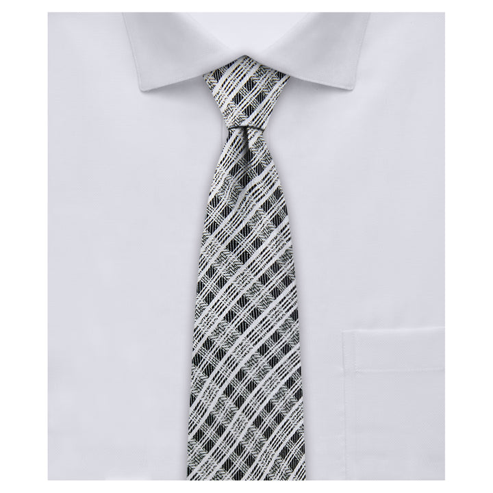 Plaid Slim Tie - Black
