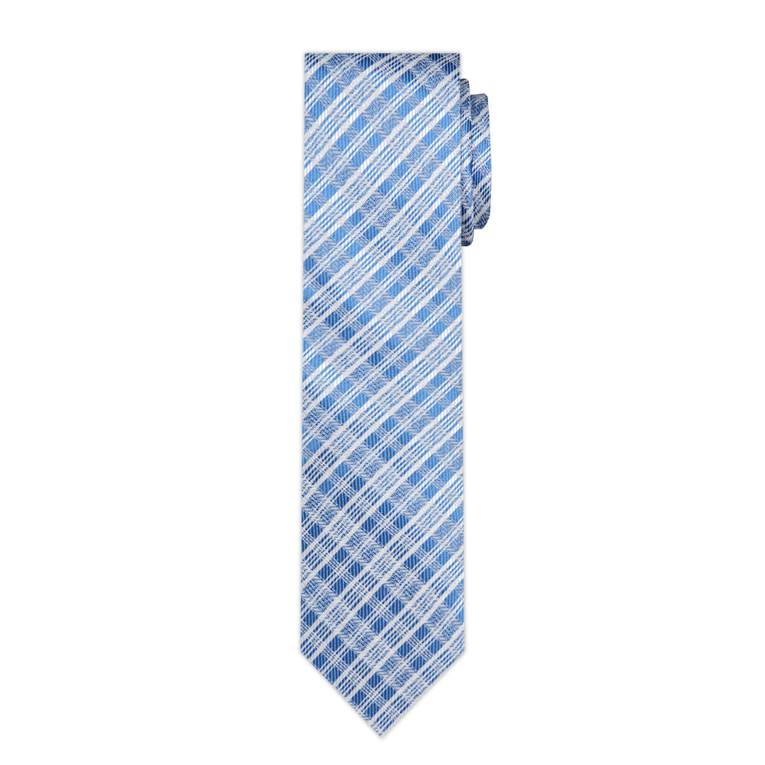 Plaid Slim Tie - Blue