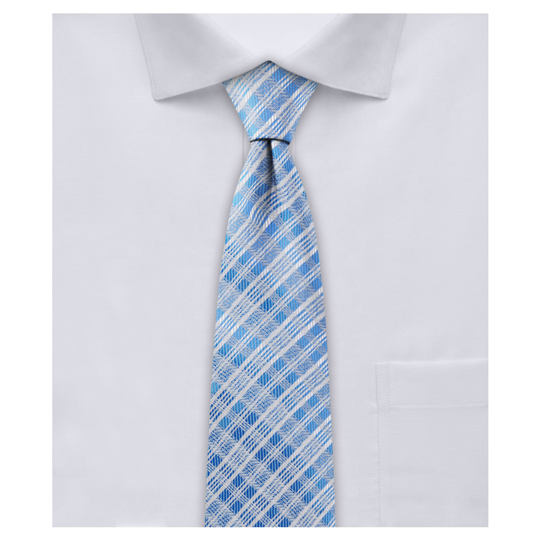 Plaid Slim Tie - Blue