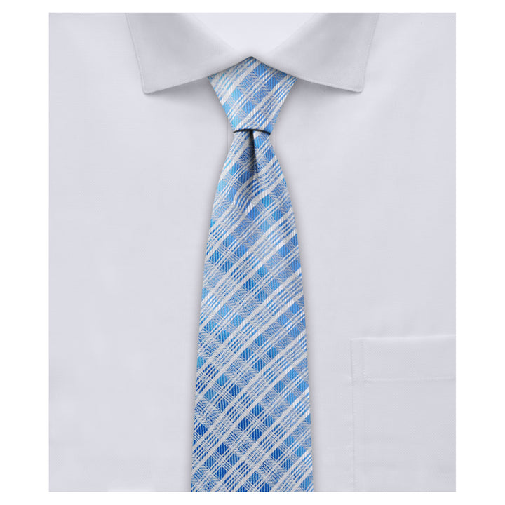 Plaid Slim Tie - Blue