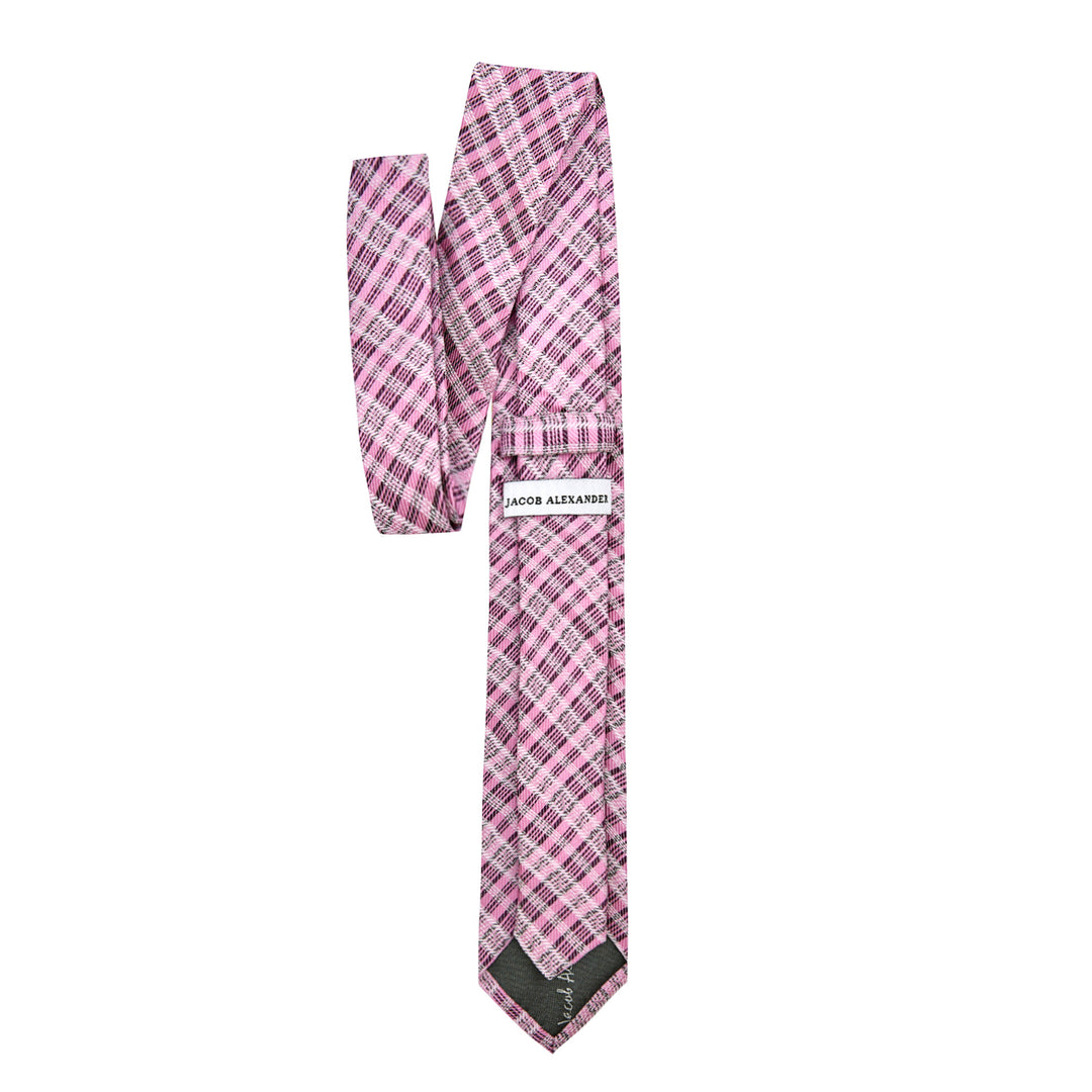 Plaid Slim Tie - Pink