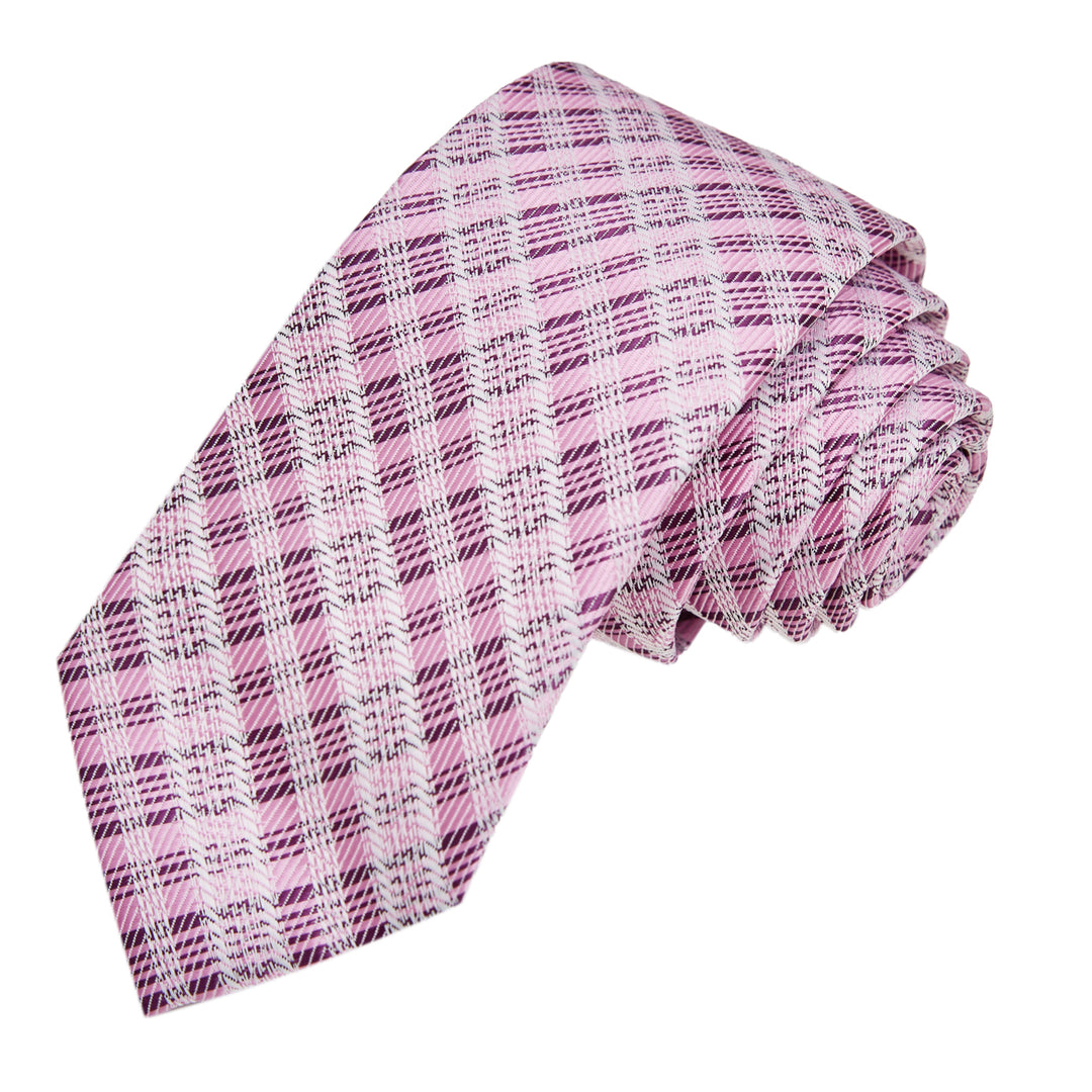 Plaid Slim Tie - Pink