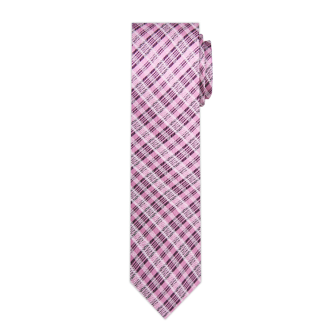 Plaid Slim Tie - Pink