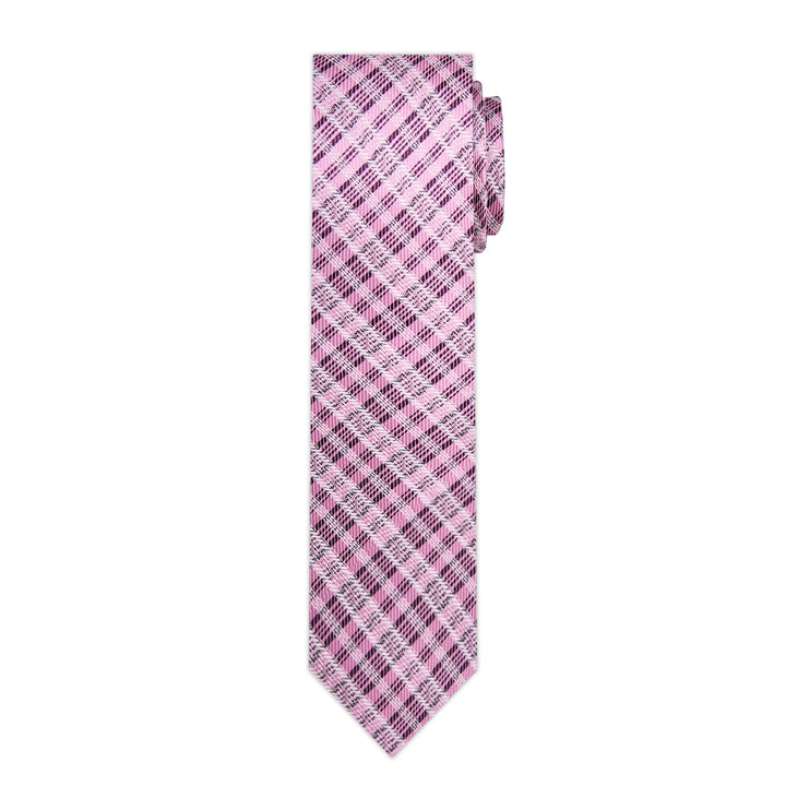 Plaid Slim Tie - Pink