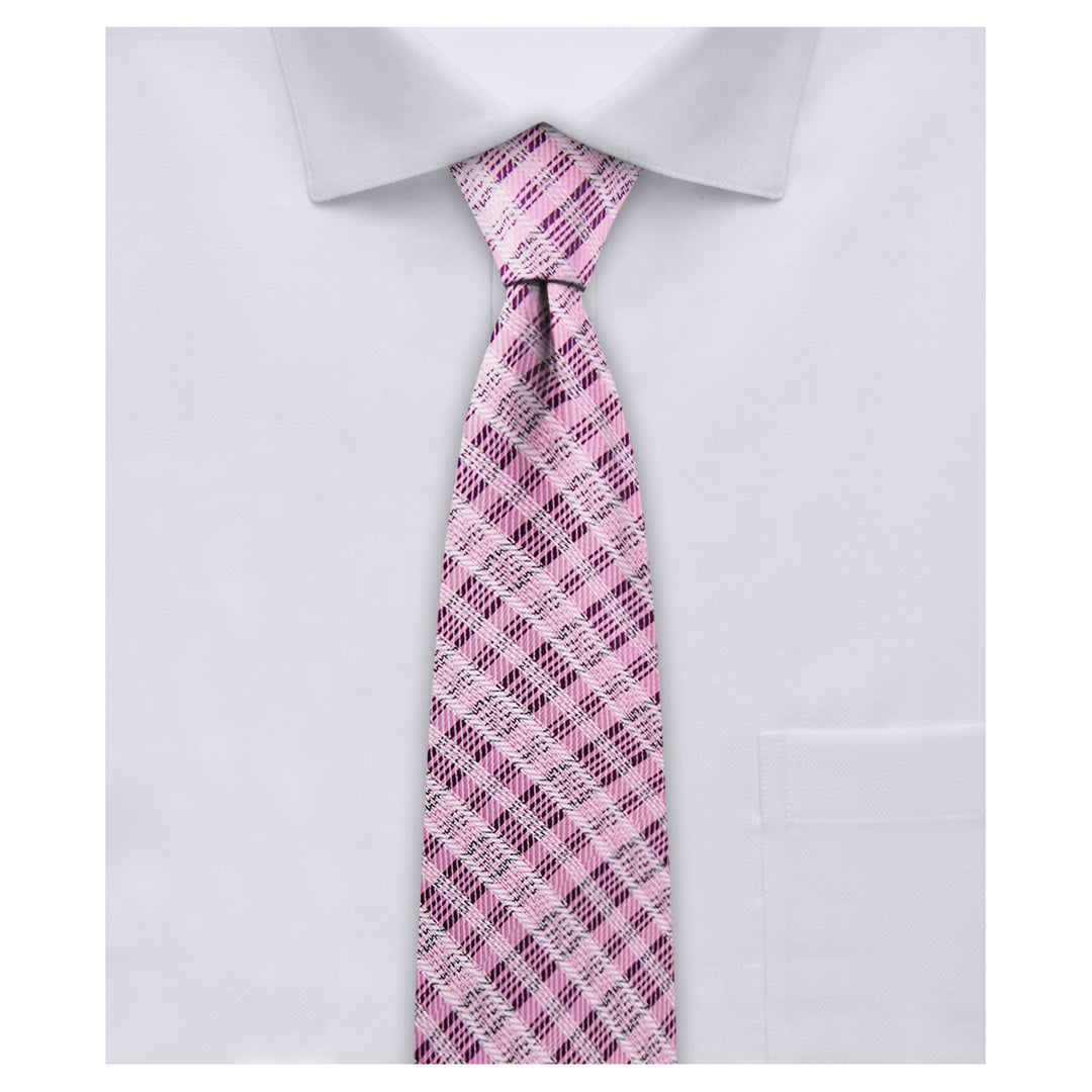 Plaid Slim Tie - Pink