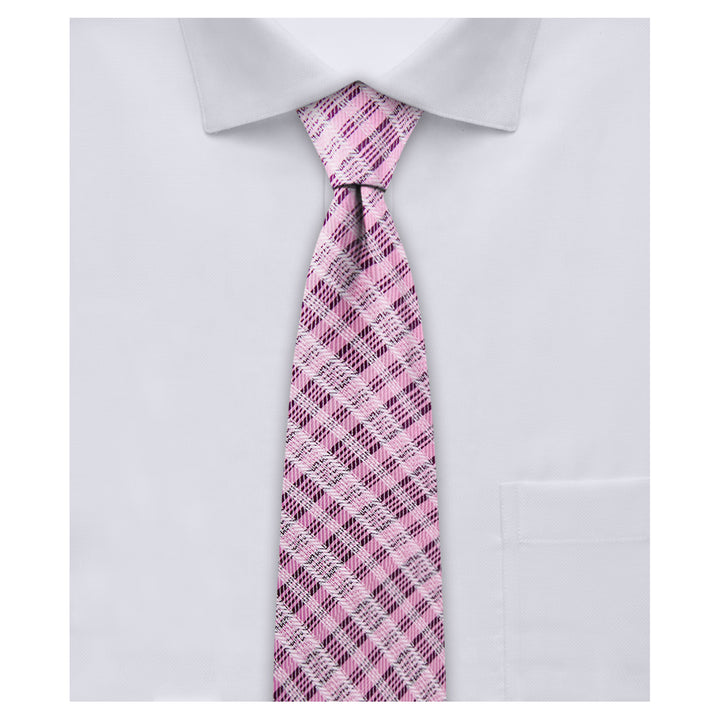 Plaid Slim Tie - Pink