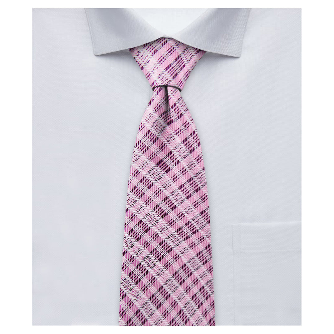 Wedding Plaid Slim Tie - Pink