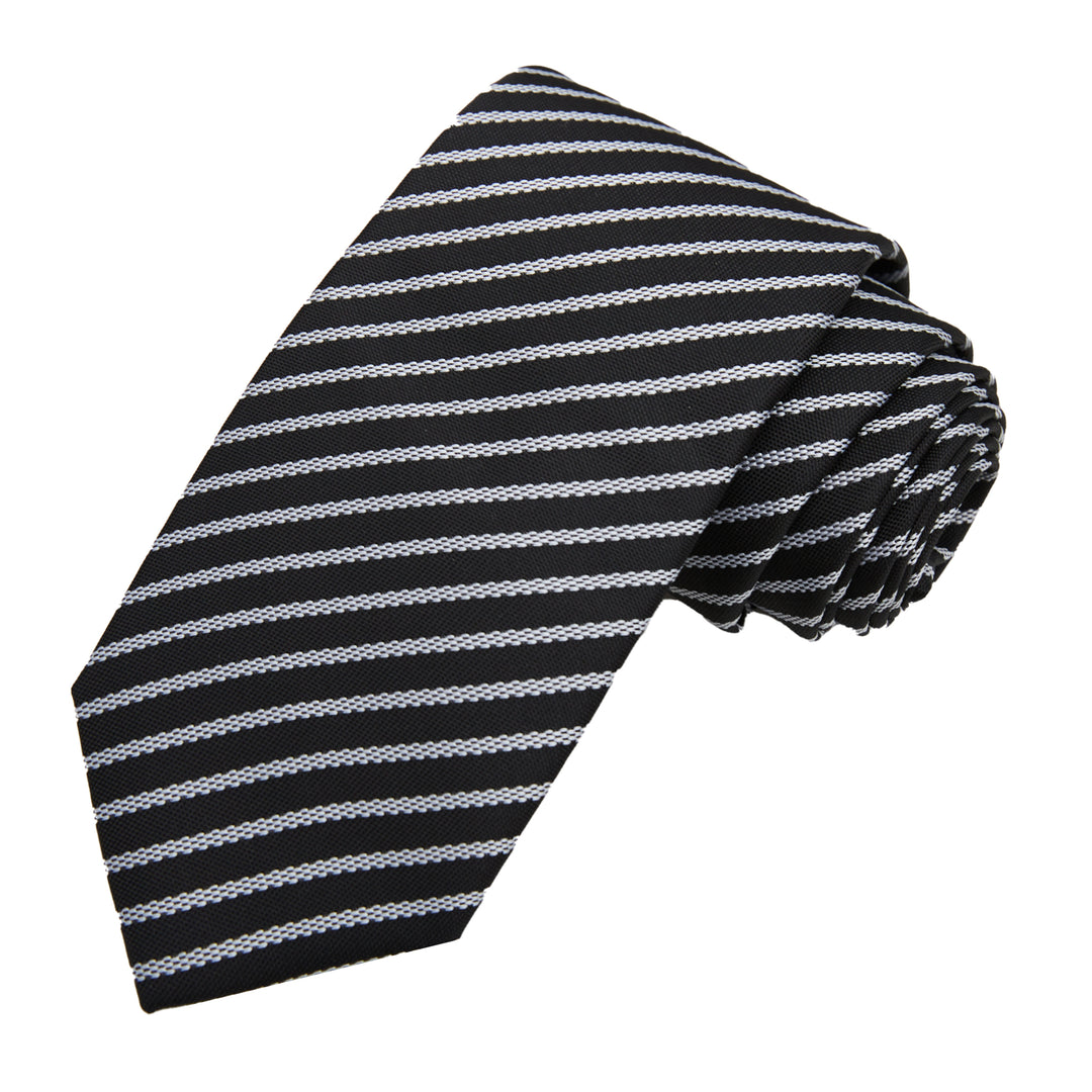 Stripes Slim Tie - Black White