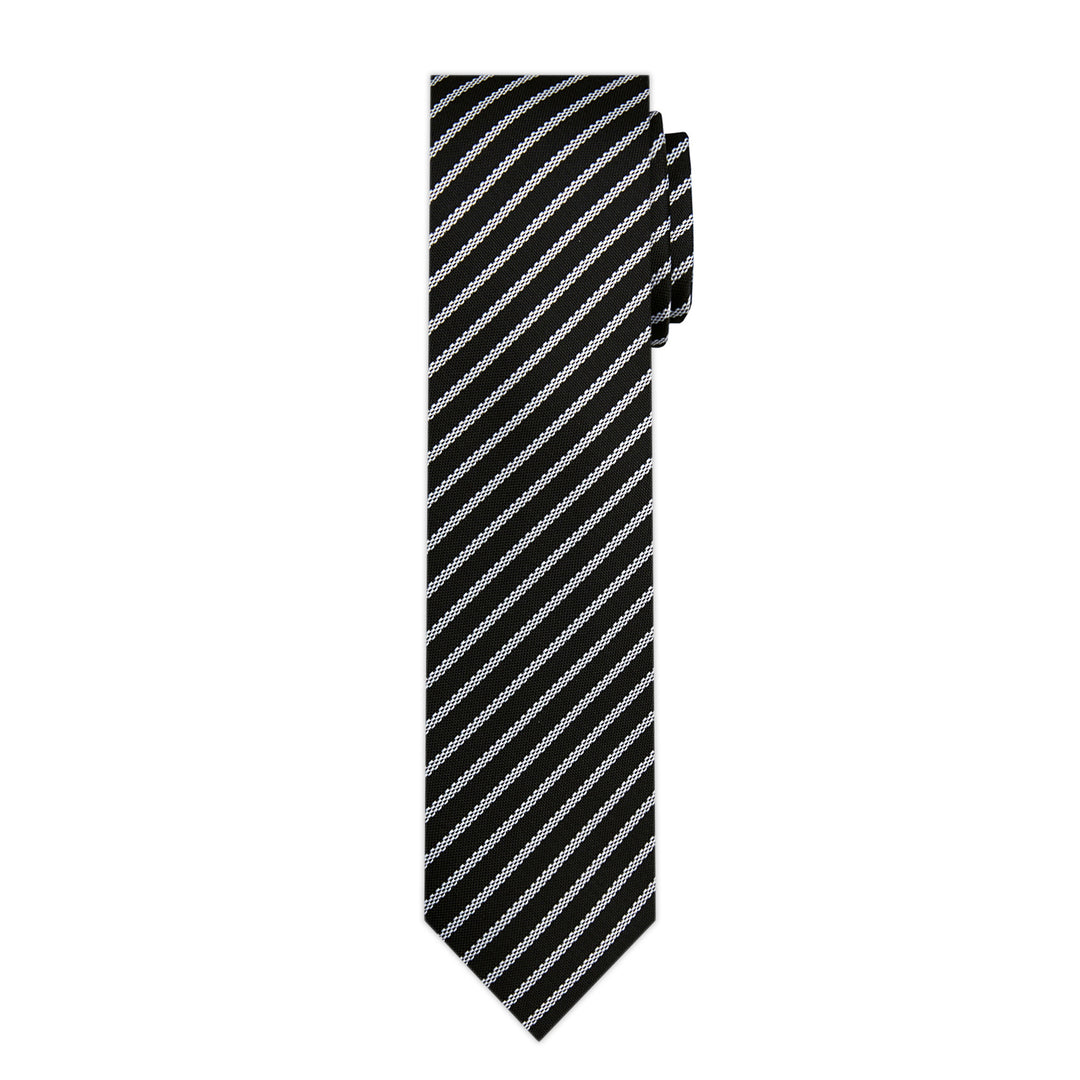 Stripes Slim Tie - Black White