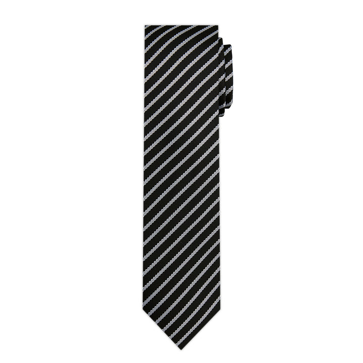 Stripes Slim Tie - Black White