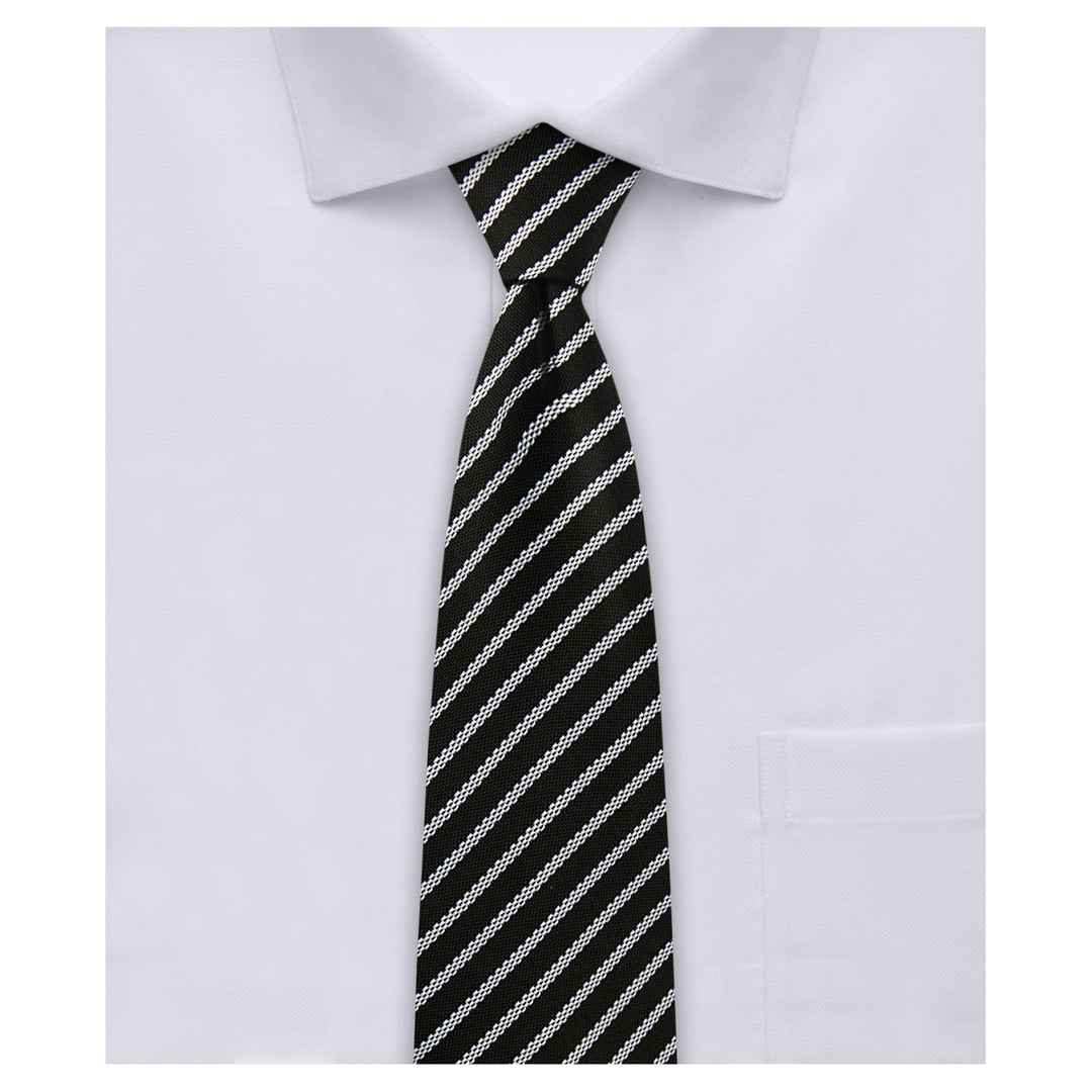Stripes Slim Tie - Black White