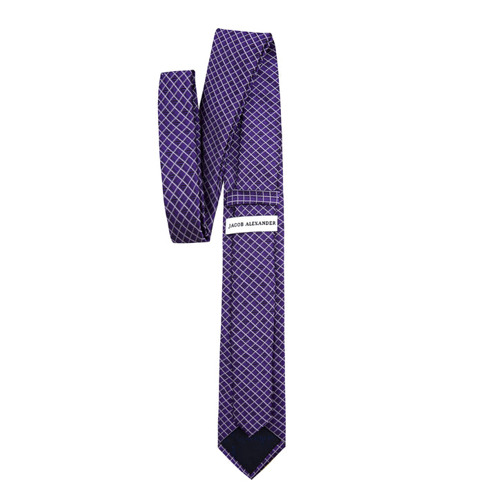 Diamond Grid Slim Tie - Purple