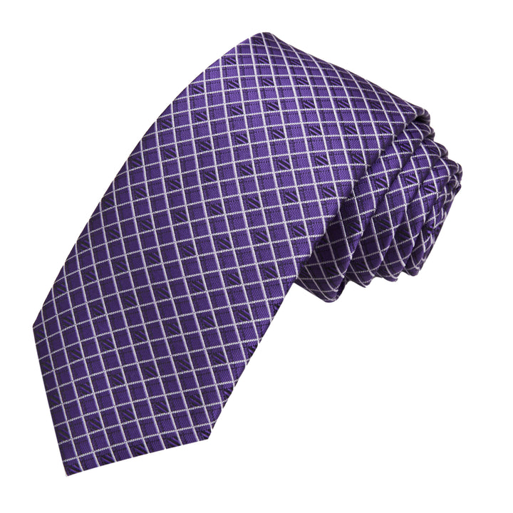 Diamond Grid Slim Tie - Purple