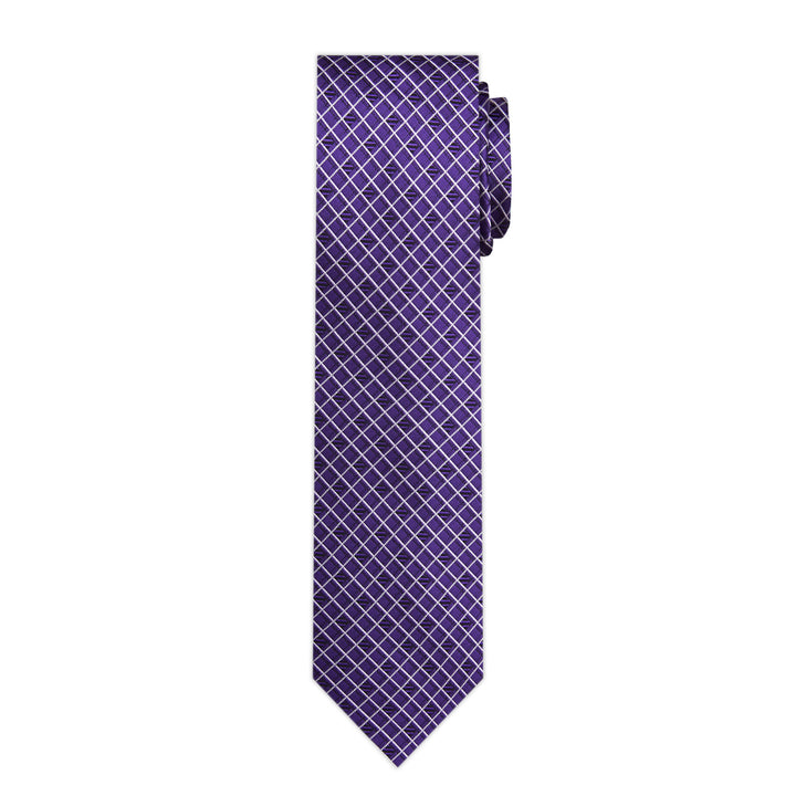 Diamond Grid Slim Tie - Purple