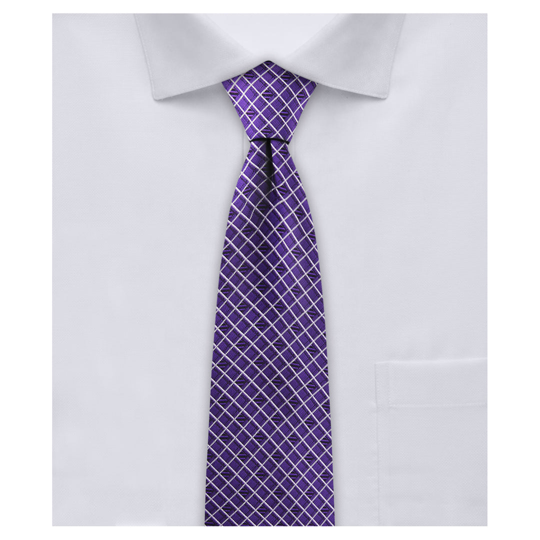 Diamond Grid Slim Tie - Purple