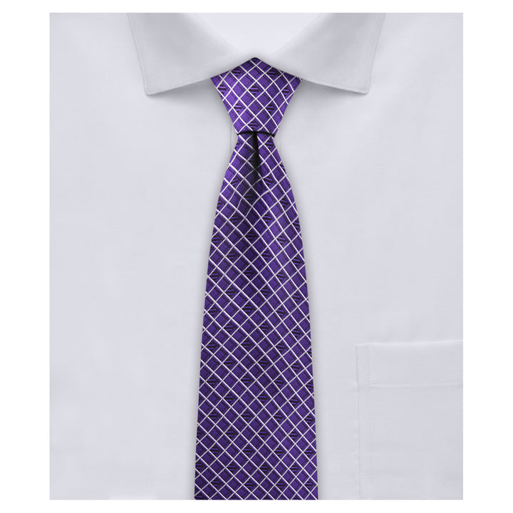Diamond Grid Slim Tie - Purple