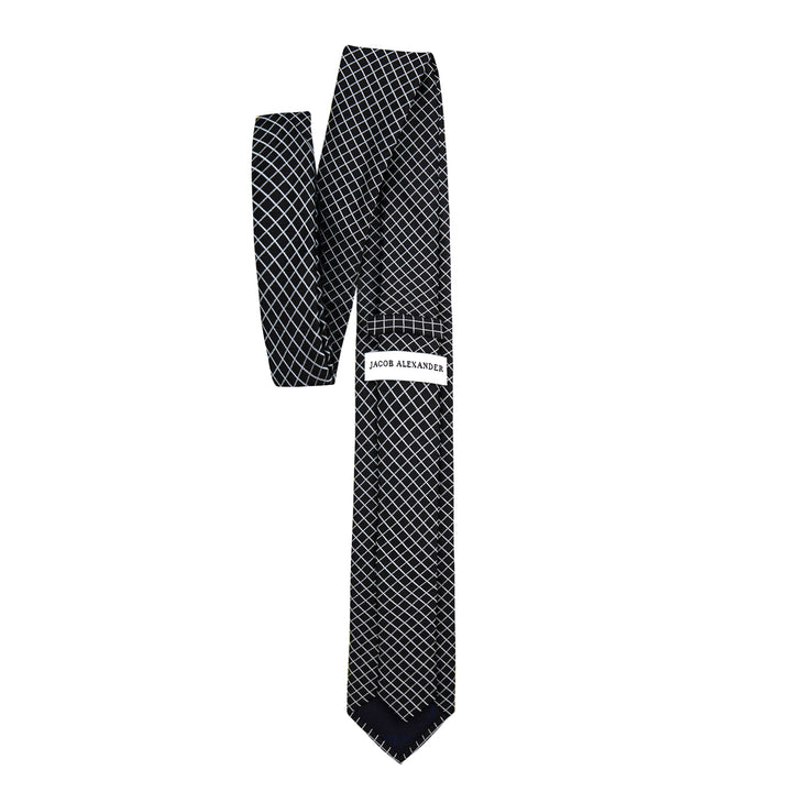 Diamond Grid Slim Tie - Black