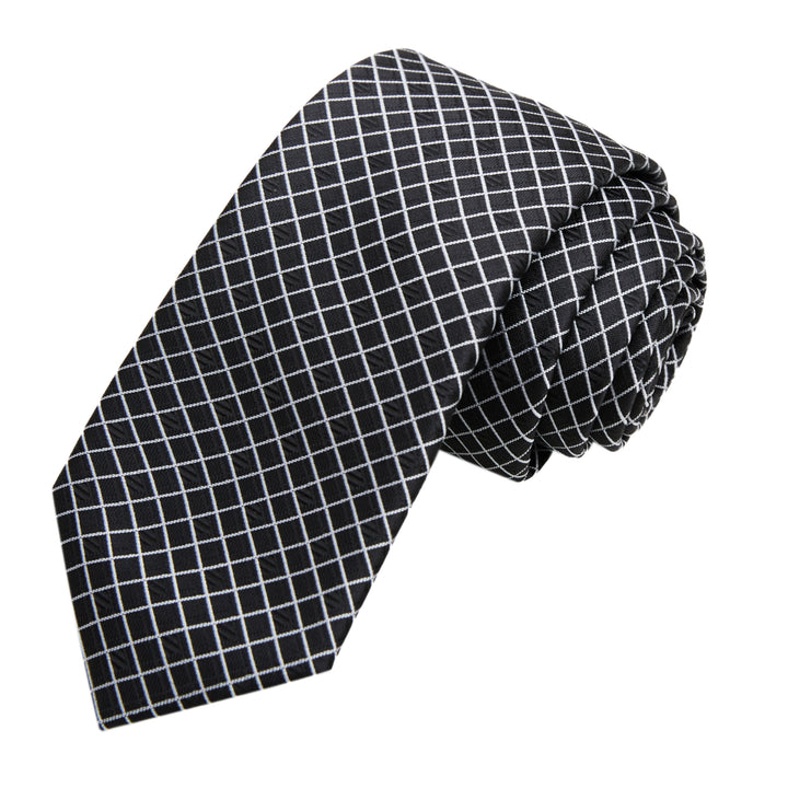 Diamond Grid Slim Tie - Black