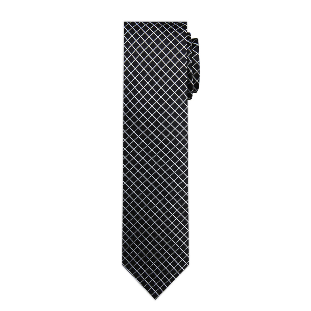 Diamond Grid Slim Tie - Black