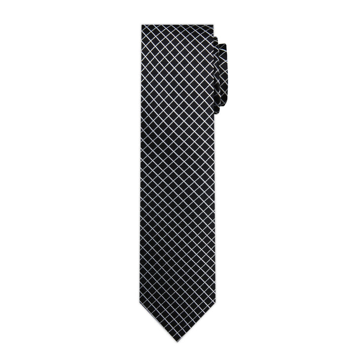 Diamond Grid Slim Tie - Black