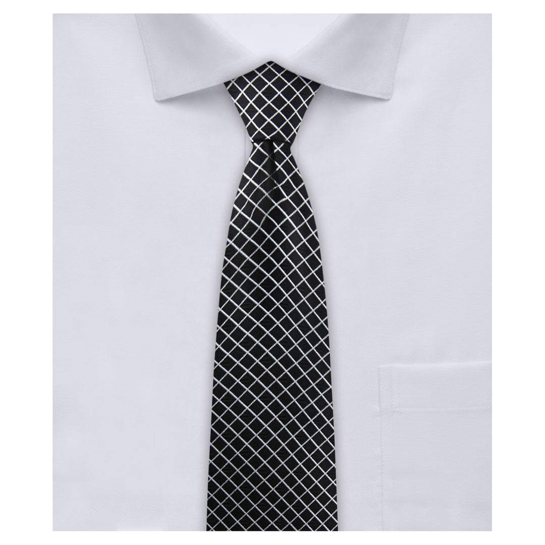 Diamond Grid Slim Tie - Black