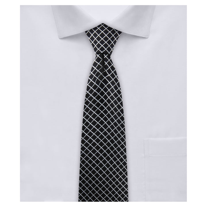 Diamond Grid Slim Tie - Black