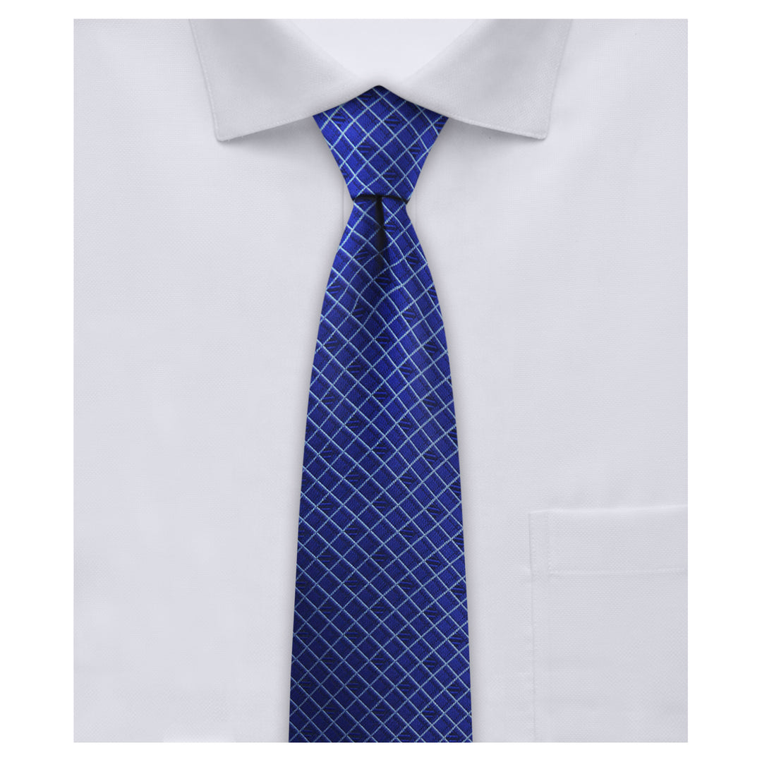 Diamond Grid Slim Tie - Royal Blue
