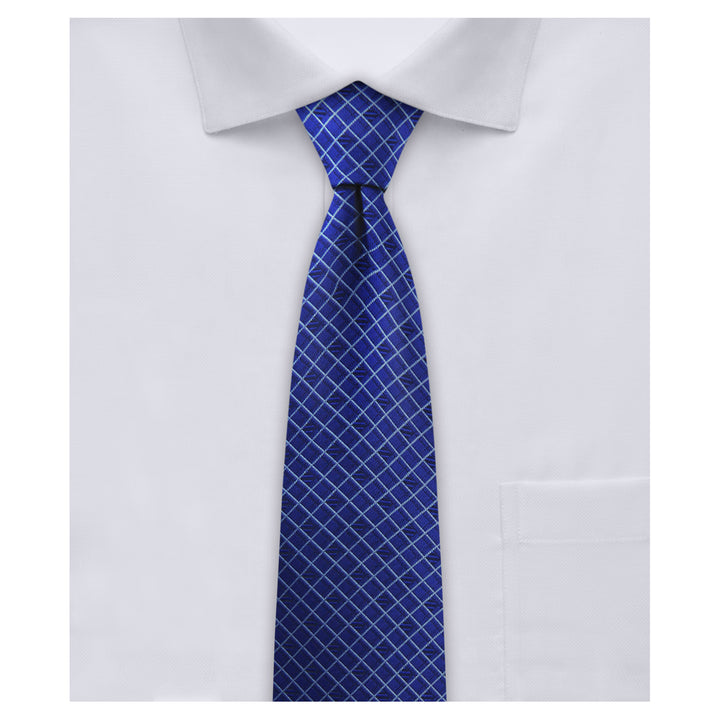 Diamond Grid Slim Tie - Royal Blue