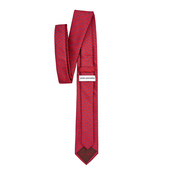Diamond Grid Slim Tie - Red Blue