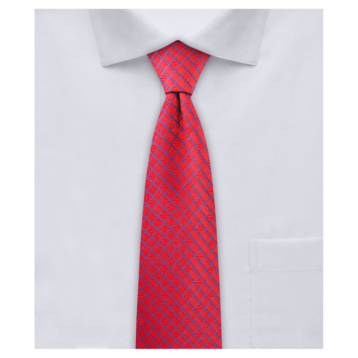 Diamond Grid Slim Tie - Red Blue
