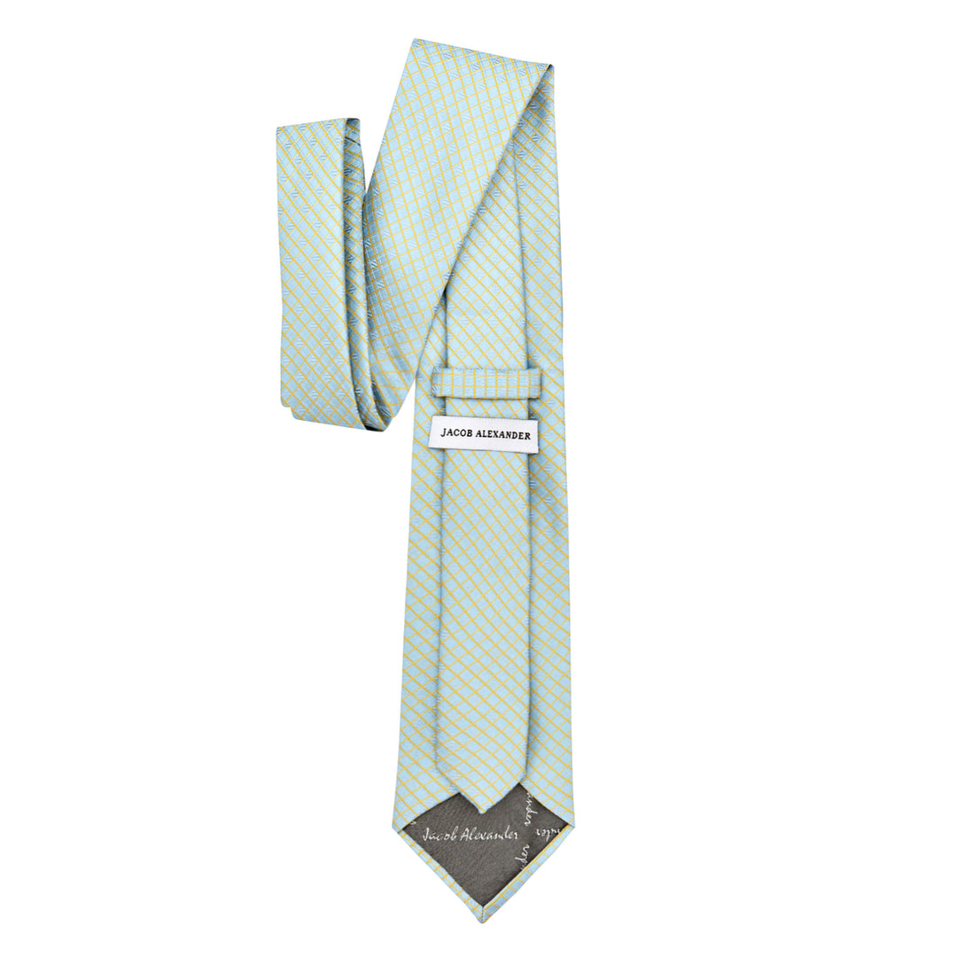Diamond Grid Tie - Light Blue Gold