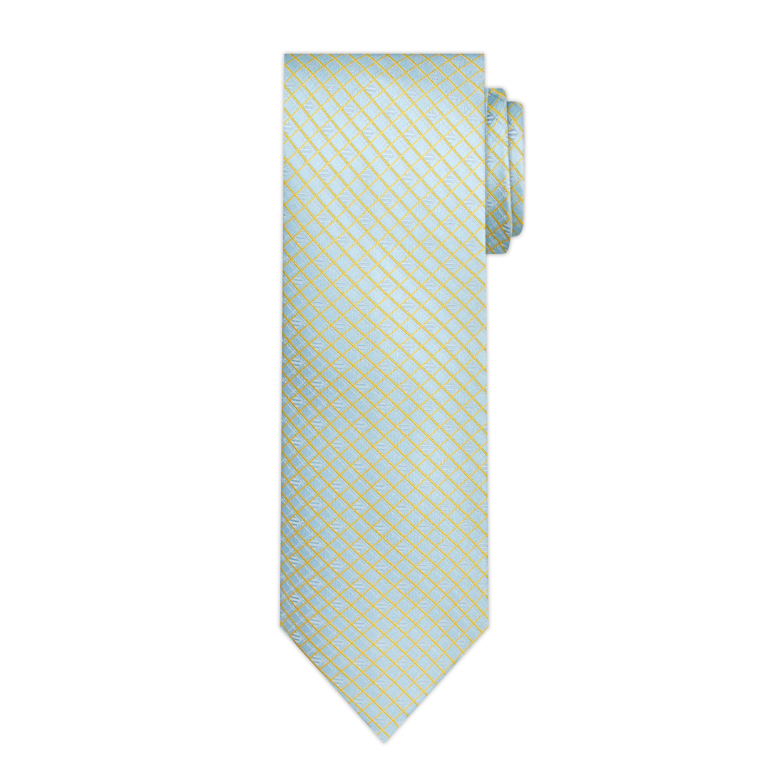 Diamond Grid Tie - Light Blue Gold