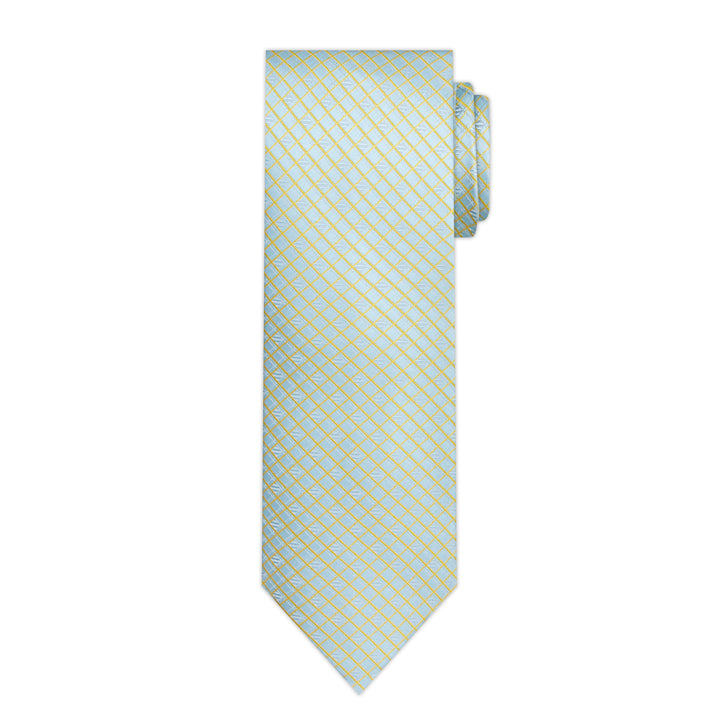 Diamond Grid Tie - Light Blue Gold