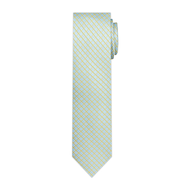 Diamond Grid Slim Tie - Light Blue Gold
