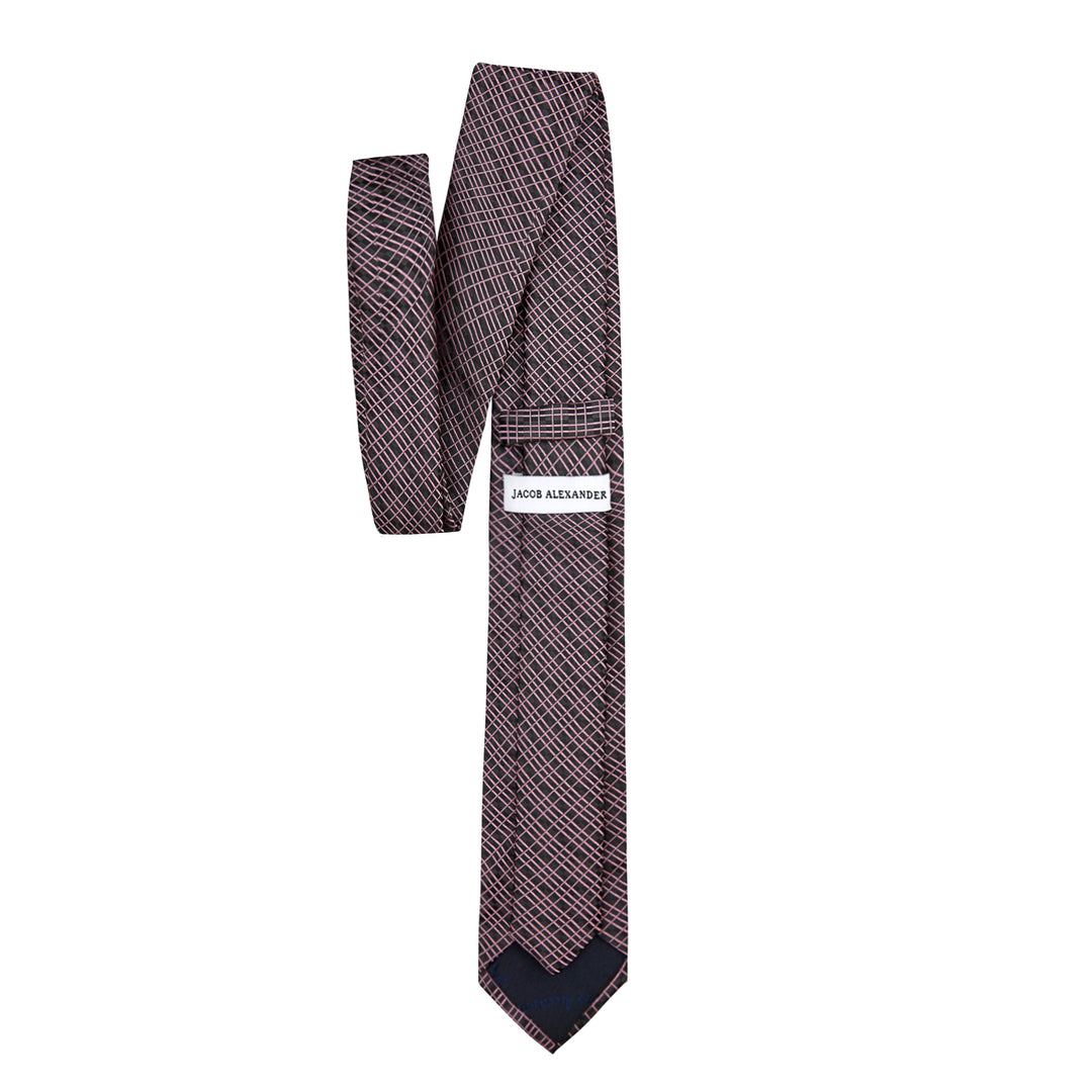 Crossed Lines Slim Tie - Black Pink