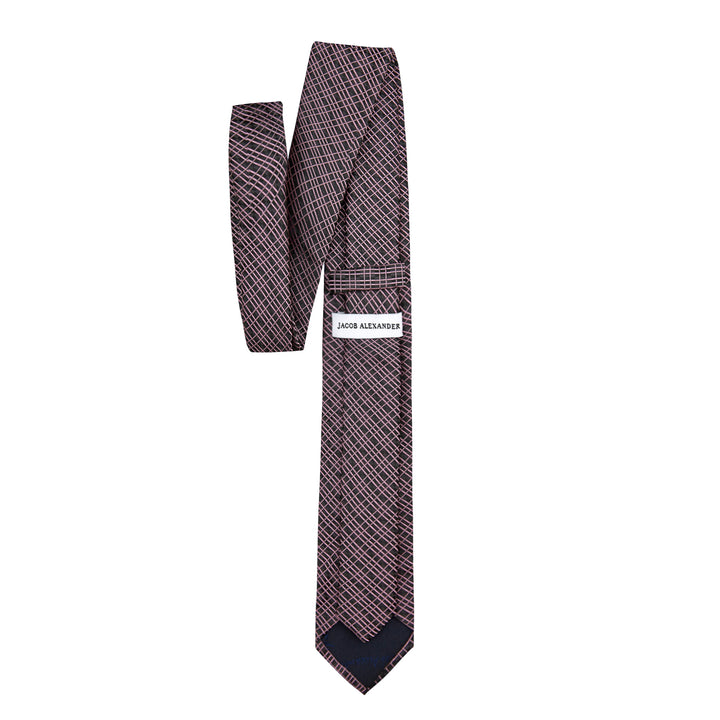 Crossed Lines Slim Tie - Black Pink
